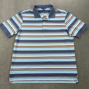 Stitch Mens Large Blue Striped Polo Shirt Short Sleeve Golf Performance
